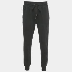 Pre Owned Dolce & Gabbana Black Cotton Logo Plaque Detail Joggers 3XL