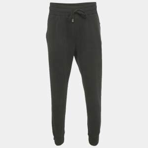 Pre Owned Dolce & Gabbana Black Cotton Logo Plaque Joggers 4XL
