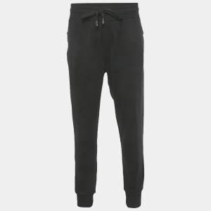 Pre Owned Dolce & Gabbana Black Cotton Logo Plaque Sweatpants 4XL
