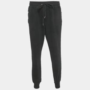 Pre Owned Dolce & Gabbana Black Cotton Knit Jogger Pants 4XL