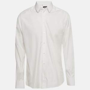 Pre Owned Dolce & Gabbana Gold White Cotton Long Sleeve Shirt XL