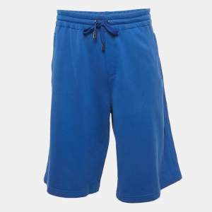 Pre Owned Dolce & Gabbana Blue Cotton Logo Embroidered Shorts XL