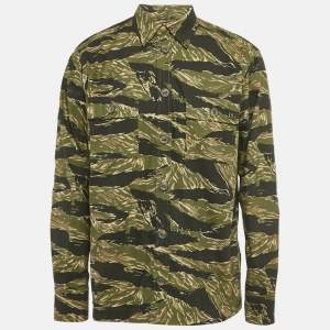 مملوكة مسبقًا Dolce & Gabbana Green Camouflage Print Cotton Shirt M