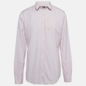 مملوكة مسبقًا Dolce & Gabbana Pink Logo Jacquard Cotton Gold Fit Shirt 3XL