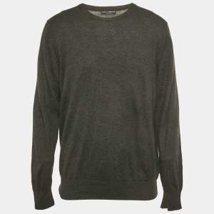Pre Owned Dolce & Gabbana Grey Knit Crewneck Sweater M