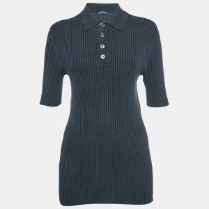 Pre Owned Dolce & Gabbana Navy Blue Rib Knit T-Shirt XXL