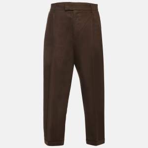 مملوكة مسبقًا Dolce & Gabbana Brown Linen Pleated Trousers M