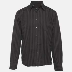 مملوكة مسبقًا Dolce & Gabbana Brown Striped Cotton Tailored Fit Shirt L