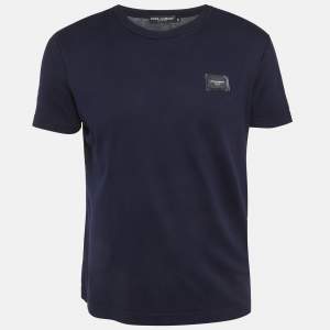 Pre Owned Dolce & Gabbana Blue Jersey Crewneck T-Shirt M