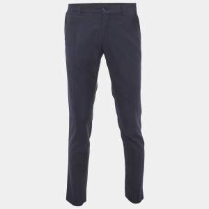 Pre Owned Dolce & Gabbana Navy Blue Wool Regular Fit Trousers M