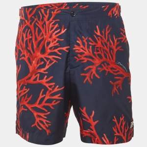Pre Owned Dolce & Gabbana Beachwear Blue Coral Print Synthetic Swim Shorts M