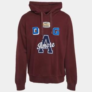 Pre Owned Dolce & Gabbana Burgundy Jersey A Amore Hoodie XXL