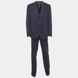 Pre Owned Dolce & Gabbana Navy Blue Wool Regular Fit Suit XL