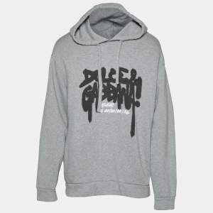 مملوكة مسبقًا Dolce & Gabbana Grey Graffiti Logo Print Jersey Hoodie M