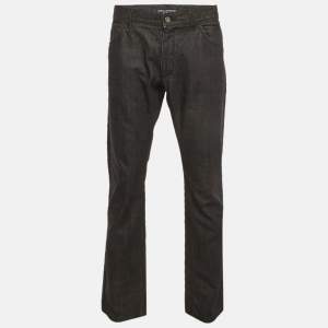 مملوكة مسبقًا بنطلون جينز دولتشي أند غابانا دينم أسود قصة مستقيمة مقاس كبير جدًا - إكسترا لارج الخصر 37"