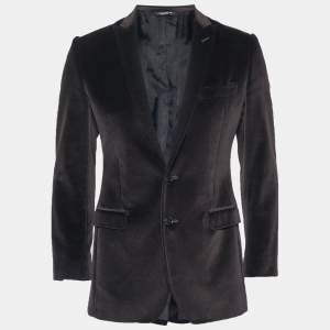 Pre Owned Dolce & Gabbana Brown Velvet Regular Fit Blazer S