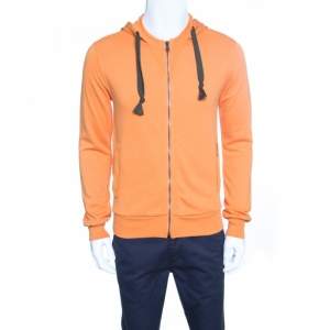 مملوكة مسبقًا Dolce & Gabbana Orange Zip Front Hoodie XS