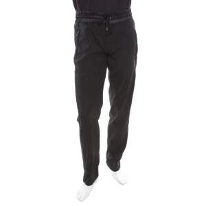 Pre Owned Dolce & Gabbana Black Wool Drawstring Detail Track Pants S