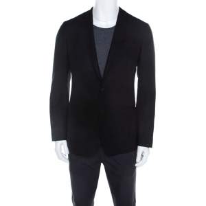 Dolce & Gabbana Martini Black Textured Wool Tailored Blazer M