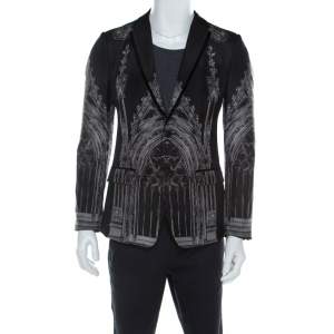 Pre Owned Dolce & Gabbana Black Cathedral Print Cotton Silk Tailored Blazer S