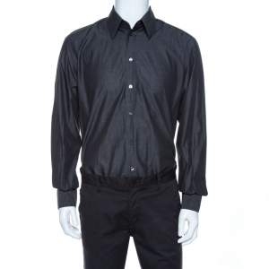 Pre Owned Dolce & Gabbana Grey Chambray Cotton Tailored Fit Shirt XL