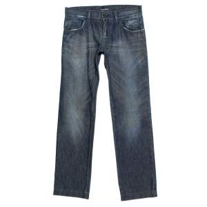 Pre Owned بنطلون جينز دولتشي أند غابانا أرجل مستقيمة دنيم نمط باهت متوسط أزرق S