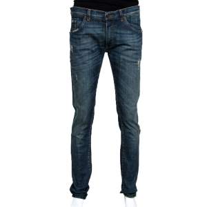 مملوكة مسبقًا بنطلون جينز دولتشي أند غابانا ممزق دنيم نمط باهت أزرق 14 مقاس كبير جداً (اكس لارج)