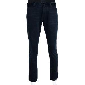 Pre Owned Dolce & Gabbana 14 Gold Dark Blue Denim Straight Leg Jeans L