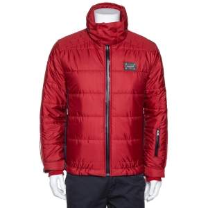 Pre Owned Dolce & Gabbana Red Hooded Puffer Jacket XS
