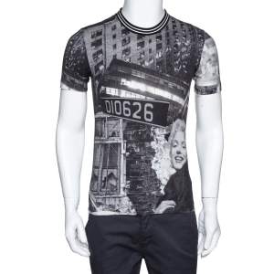 Pre Owned Dolce & Gabbana Grey Marilyn Monroe Print Cotton T-Shirt XS