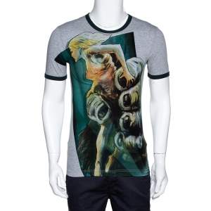 Pre Owned تي شيرت دولتشي أند غابانا مطبوع كونغ قطن رصاصي و أخضر داكن مقاس صغير جداًُ (اكس سمول)