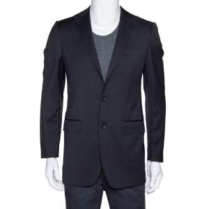 Pre Owned Dolce & Gabbana Black Pinstriped Wool Tailored Jacket XS