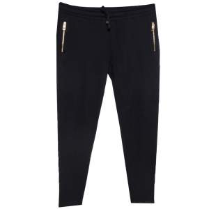 Pre Owned Dolce & Gabbana  Black Knit Drawstring Waist Tapered Jogger Pants L