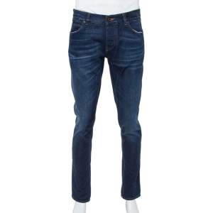 Pre Owned Dolce & Gabbana 14 Gold Blue Denim Straight Leg Jeans XL