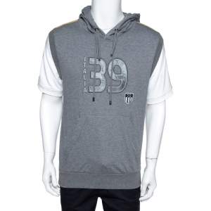 Pre Owned Dolce & Gabbana Grey Mélang Cotton Italia 39 Short Sleeve Hoodie L