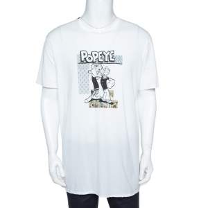 مملوكة مسبقًا Dolce & Gabbana White Cotton Popeye & Olive Print T-Shirt 3XL