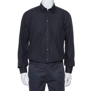 Dolce & Gabbana Black Cotton Long Sleeve Martini Shirt XL
