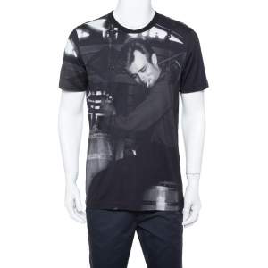 Pre Owned Dolce & Gabbana Black Knit Graphic Print Crewneck T Shirt XXL