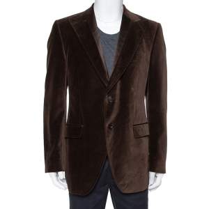 Pre Owned Dolce & Gabbana Brown Velvet Blazer XL
