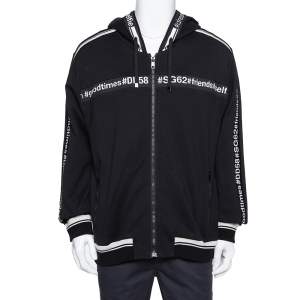 Dolce & Gabbana Black Knit Good Times Trim Detail Hooded Sweatshirt XL