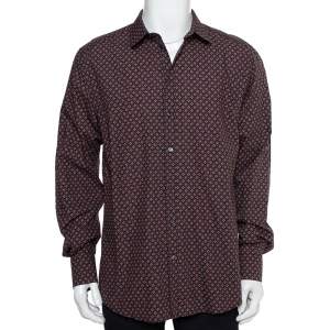 Pre Owned Dolce & Gabbana Gold Multicolor Geometric Printed Button Front Shirt 3XL