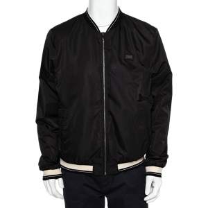 Pre Owned Dolce & Gabbana Black Synthetic Contrast Trim Detail Bomber Jacket XXL