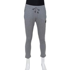 Pre Owned Dolce & Gabbana Grey Cotton Logo Embellished Track Pants M