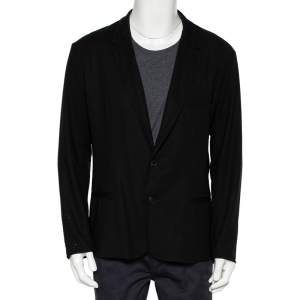 Pre Owned Dolce & Gabbana Black Wool Button Front Lightweight Blazer XXL