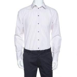 Pre Owned Dolce & Gabbana White Striped Cotton Shirt L