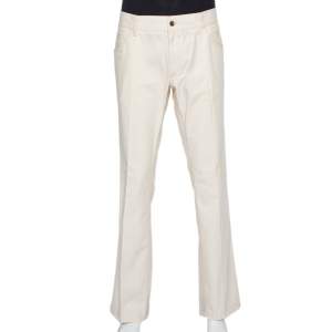 مملوكة مسبقًا بنطلون جينز دولتشي أند غابانا 16 كريمي مقاس كبير جدًا جدًا - إكس إكس لارج