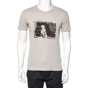 مملوكة مسبقًا Dolce & Gabbana Grey Monica Bellucci Printed Cotton Crewneck T-Shirt M