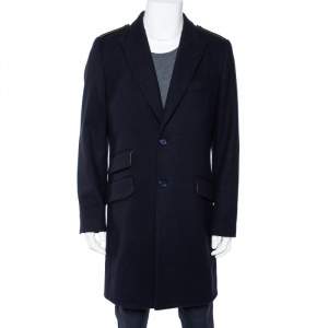 Dolce & Gabbana Navy Blue Wool Button Front Coat XL