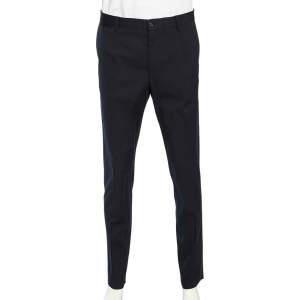 Dolce & Gabbana Navy Blue Wool Tapered Classic Trousers L 