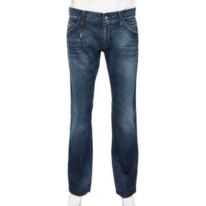 Pre Owned بنطلون جينز دولتشي أند غابانا 14 دنيم أزرق مغسول متوسط مقاس كبير